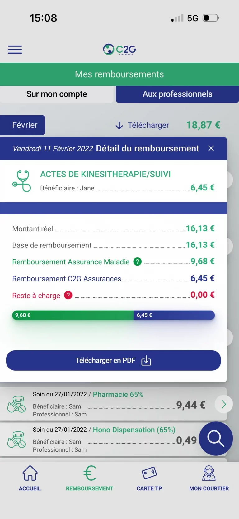 Détail remboursement