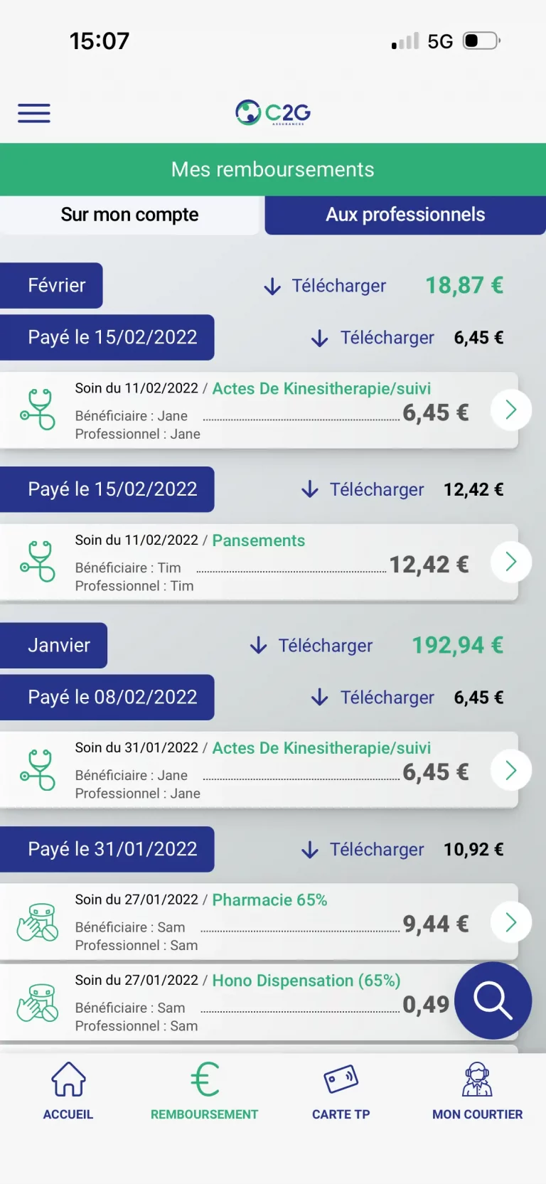 Récapitulatif remboursement